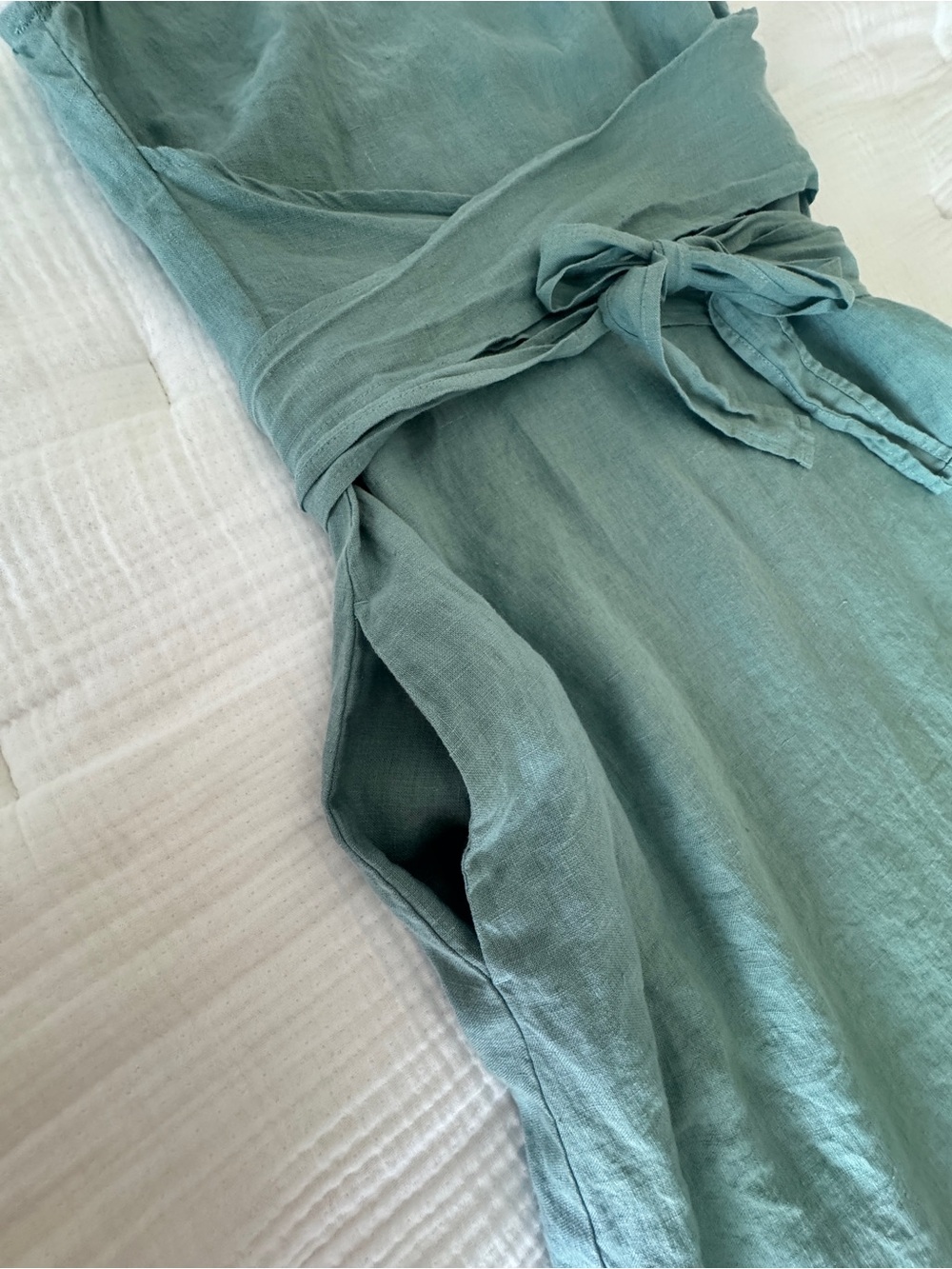 MagicLinen BORACAY Teal Blue Linen Maxi Dress 100% European Flax Pockets XS - Picture 12 of 16